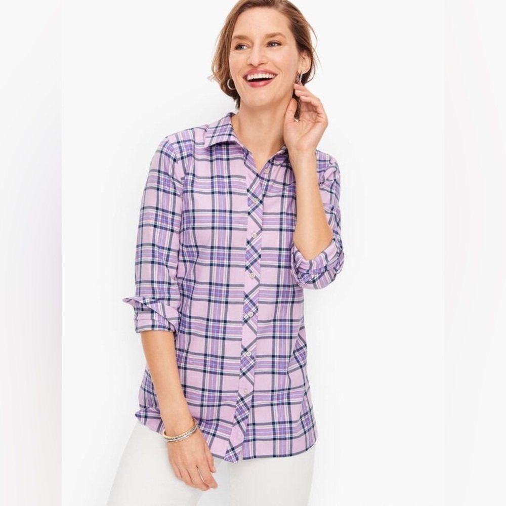 Talbots classic cotton shirt weekend plaid